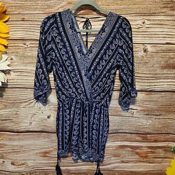 Skies Are Blue jumper Women's medium dk blue / white/tan Pre-owned - Picture 1 of 9